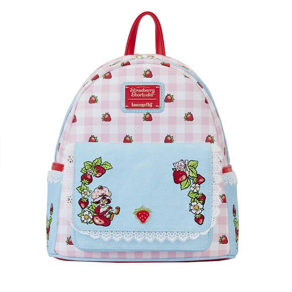 LoungeFly Strawberry Shortcake Denim Pocket Mini-Backpack