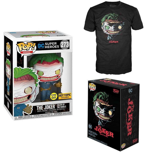 The Joker [Death Of The Family] #273 - DC Super Heroes Funko Pop! & Tee [GITD Hot Topic Exclusive] [Size 2XL]