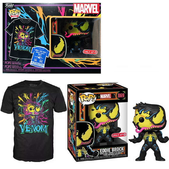 Eddie Brock #869 – Venom Pop! Collectors Box Funko Pop! & Tee [Blacklight Target Exclusive Size-XL]