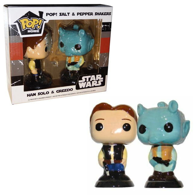 FUNKO POP HOME STAR WARS SALT AND PEPPER SHAKERS HAN SOLO AND GREEDO