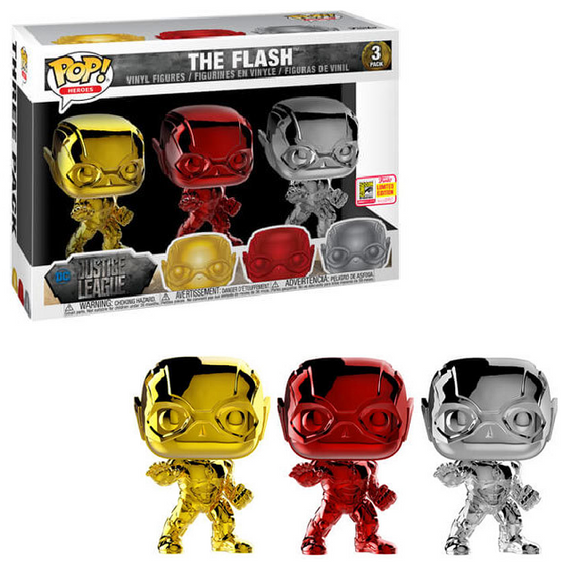 The Flash - Justice League Funko Heroes [Chrome 3-Pack SDCC Shared Exclusive]