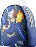 Side view of Todoroki My Hero Academia Funko Mini Backpack showing straps and trim