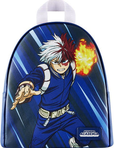 Front view of Todoroki My Hero Academia Funko Mini Backpack with character design