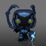 Blue Beetle #1406 DC Entertainment Funko Pop! out of box with blue Scarab armor and energy weapon effect with glow