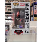 Miles Morales #970 Spider-Man 2 Funko Pop signed by Nadji Jeter side panel