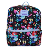 Little Mermaid Loungefly mini backpack Ariel all over print nylon bag front view