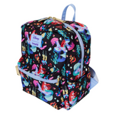 Little Mermaid Loungefly mini backpack Ariel all over print nylon bag top view