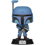 Death Watch Mandalorian #361 Star Wars GameStop Exclusive No Stripes Funko Pop figure out of box with blue armor and blaster