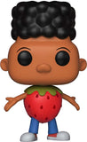 Strawberry Gerald #521 Funko Pop from Hey Arnold! shown out of box with strawberry costume detail