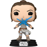 Rey #434 Star Wars Funko Pop with dual lightsabers out of box