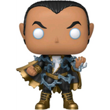 Black Adam #348 DC Super Heroes Funko Pop! out of box with black-and-gold suit and lightning effects