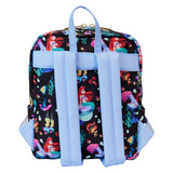 Little Mermaid Loungefly mini backpack Ariel all over print nylon bag back view
