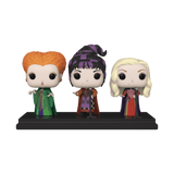 The Sanderson Sisters #1202 Hocus Pocus Funko Pop! out of box featuring Winifred, Mary, and Sarah Sanderson with microphones on a shared black display base