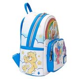 Side view of Loungefly Care Bears Rainbow Mini-Backpack showing straps and trim