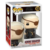 Aemond Targaryen #13 Funko Pop! displayed inside the box, front view