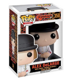 Alex DeLarge #358 Funko Pop! displayed inside the box, front view