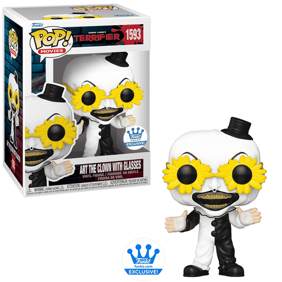 Art the Clown with Glasses #1593 Terrifier Funko Pop out of the box with sunflower glasses