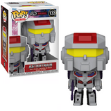 Astrotrain #133 Transformers G1 40th Funko Pop shown in and out of the box.