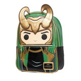 Loki Loungefly mini backpack EE Exclusive scepter cosplay green gold armor design side view