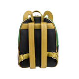 Loki Loungefly mini backpack EE Exclusive scepter cosplay green gold armor design back view