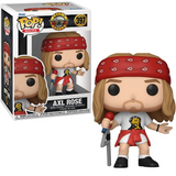 Axl Rose 1992 #397 Guns N Roses Funko Pop Rocks shown in and out of the box.