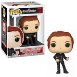 Natasha Romanoff #603 Marvel Black Widow Funko Pop vinyl figure in box and out of box holding Widow’s Bite baton