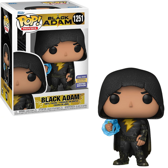Black Adam #1251 Funko Pop! figure from the 2022 Winter Convention Exclusive, displayed in its original window box with detailed costume design.
