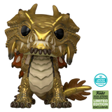 Brass Dragon Wyrmling #1201 D&D Funko Pop! out of box with metallic brass scales, horns, wings, and dark claws