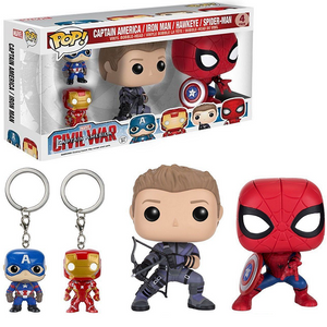 Captain America, Iron Man, Hawkeye, Spider-Man 4-Pack - Civil War Funko Pop!