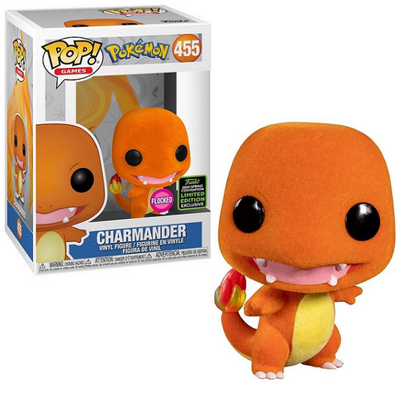 Charmander #455 - Pokemon Funko Pop! Games [Flocked, 2020 Spring Convention Exclusive]