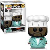 Chef #1474 South Park Funko Pop shown in-box and out-of-box, front view