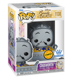 Cogsworth #1138 Funko Pop displayed inside the box, front view