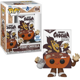 Count Chocula Cereal Box #184 General Mills Funko Pop Funko Exclusive figure in box and out of box with cereal bowl character holding milk