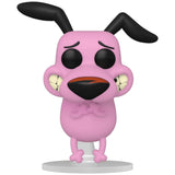 Courage #1070 Funko Pop out of box with nervous expression and floppy ears