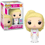 Crystal Barbie #124 Barbie 65th Funko Pop! Retro Toys figure shown in box and out of box.