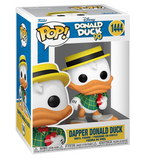 Dapper Donald Duck #1444 Funko Pop displayed inside the box, front view