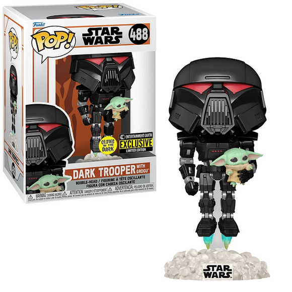 Dark Trooper with Grogu #488 - The Mandalorian Funko Pop! [GitD EE Exclusive]