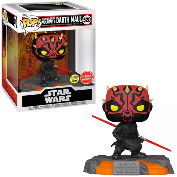 Darth Maul #520 Red Saber Series GitD Funko Pop on lava base