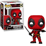 Deadpool with Swords #1362 Deadpool & Wolverine Funko Pop figure shown in and out of box