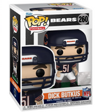 Dick Butkus #260 Bears Funko Pop Football figure displayed in box