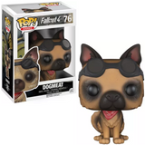Dogmeat #76 Fallout Funko Pop! shown in and out of box with red bandana and goggles