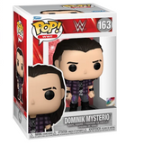 Dominik Mysterio #163 WWE Funko Pop inside the box.