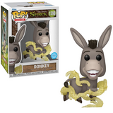 Donkey #1598 Shrek 30th Glitter Funko Pop! Movies figure shown in box and out of box.