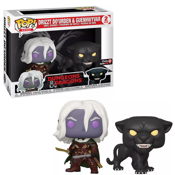 Drizzt Do'Urden & Guenhwyvar Dungeons & Dragons Funko Pop! 2-Pack shown in and out of box