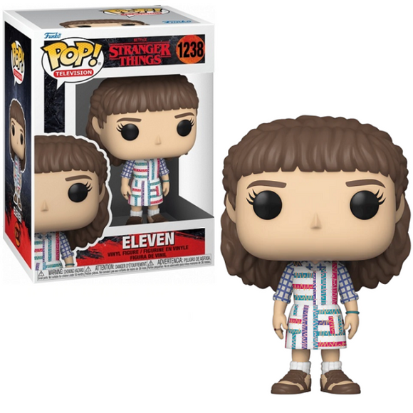 Eleven #1238 Stranger Things Funko Pop figure displayed in and out of the box