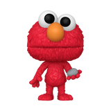 Elmo holding Rocco Funko Pop! out of box – #1526 Summer Convention
