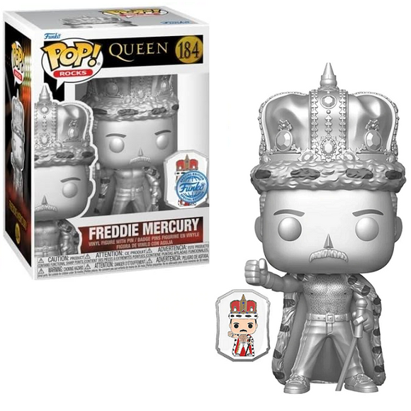 Freddie Mercury #184 - Queen Funko Pop! Rocks [Platinum with Pin Special Edition]