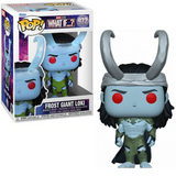 Frost Giant Loki #972 Marvel What If Funko Pop figure in box and out of box with icy blue skin and horned helmet