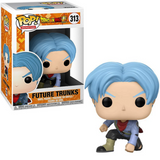 Future Trunks 313 Dragon Ball Super Funko Pop in box and out of box with blue hair and Capsule Corp jacket