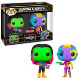 Gamora and Nebula Marvel Guardians of the Galaxy Funko Pop 2 Pack Black Light Target Exclusive in box and out of box